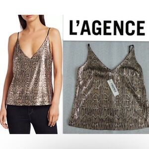 L’Agence Gabriella snake skin sequin tank top